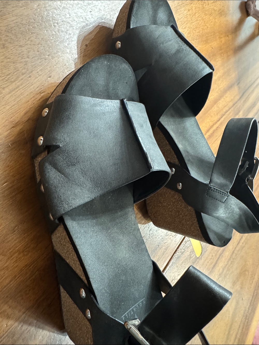 Volatile Black Suede Ankle-Strap Platform Sandals